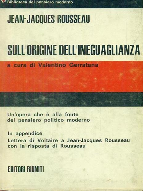 Sull'origine dell'ineguaglianza - Jean-Jacques Waltz - copertina