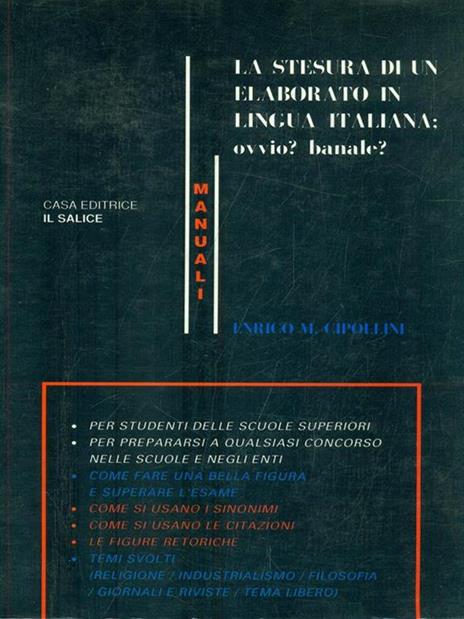 La stesura di un elaborato in lingua italiana - copertina