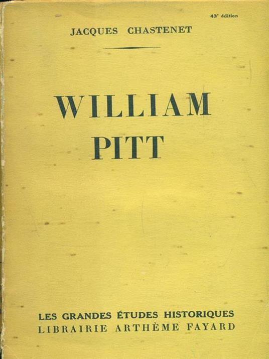 William Pitt - Jacques Chastenet - copertina