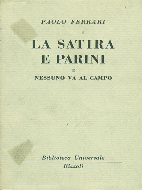 La satira e Parini e nessuno va al campo - Paolo Ferrari - copertina