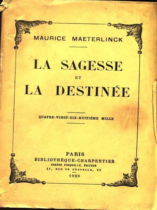 La Sagesse et la Destinee - Maurice Maeterlinck - copertina