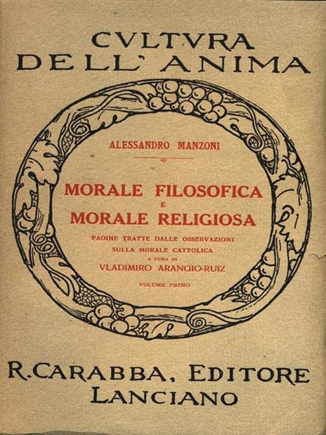 Morale filosofica - Vol. I - Alessandro Manzoni - copertina