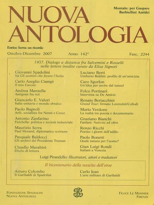 Nuova antologia 4 / ottobre-dicembre 2007/ fasc 2244 - 3