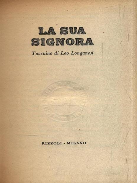 La sua signora - Leo Longanesi - copertina