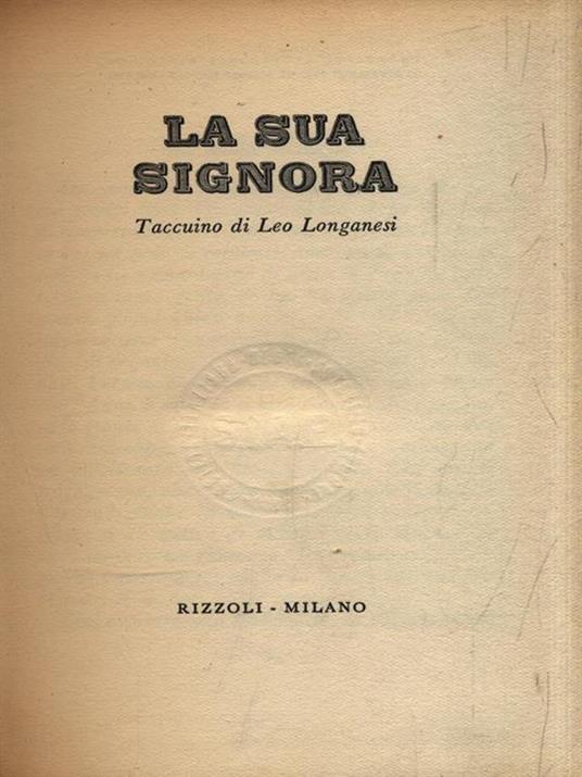 La sua signora - Leo Longanesi - copertina