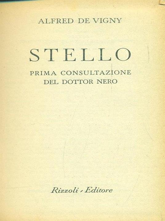 Stello - Alfred de Vigny - copertina