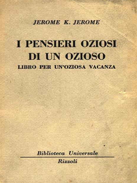 I pensieri oziosi di un ozioso - Jerome K. Jerome - copertina