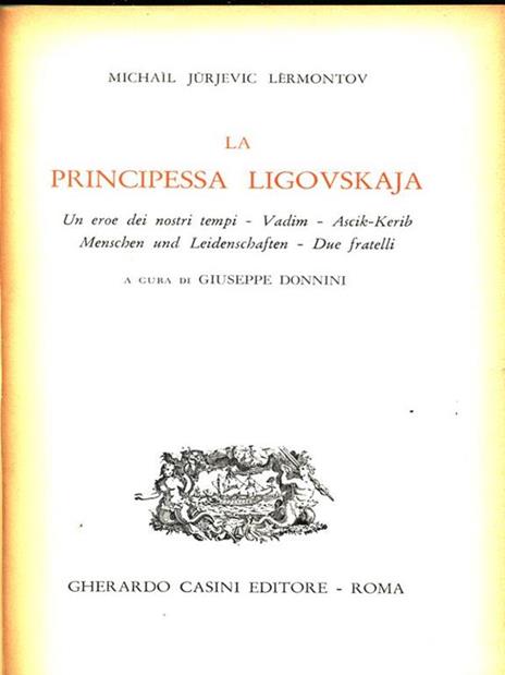 La Principessa Ligovskaja - Michail Jur'evi Lermontov - copertina