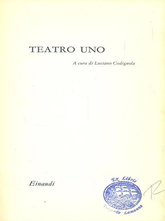 Teatro uno - Luciano Codignola - copertina