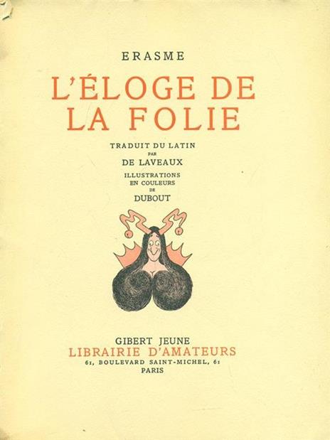 L' eloge de la folie - Erasmo da Rotterdam - copertina