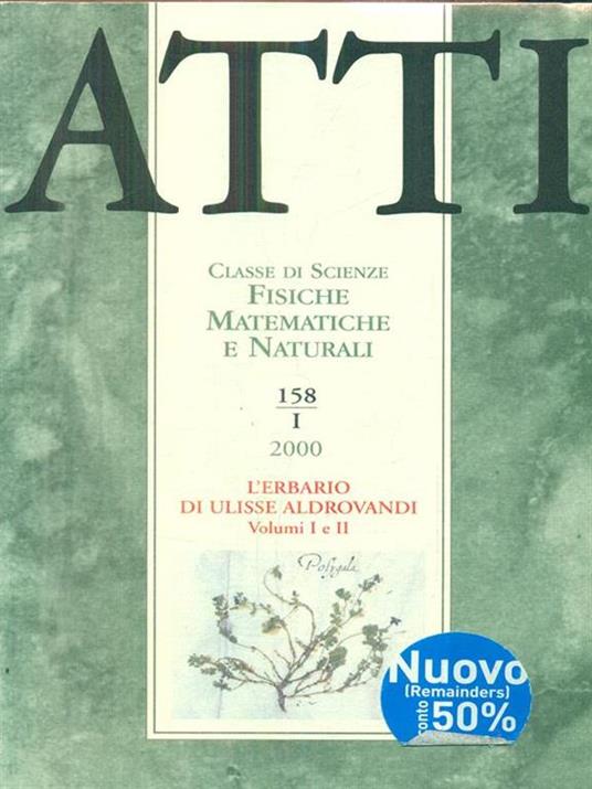 Atti. Classe di scienze fisiche matematiche e naturali 158/I. 2000 - copertina