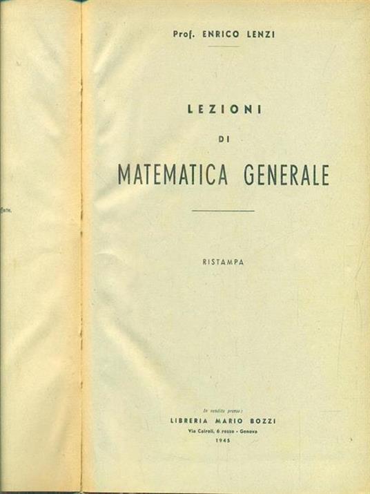Lezioni di matematica generale - copertina