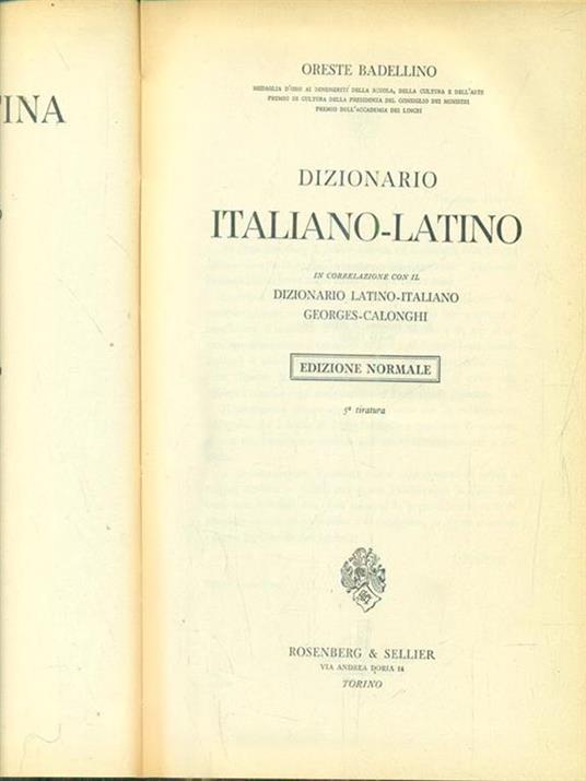 DIZIONARIO ITALIANO-LATINO IN CORRELAZIONE COL