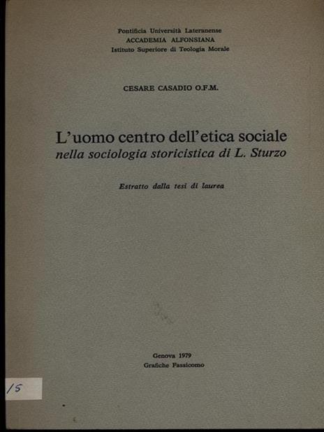 L' uomo centro dell'etica sociale - Cesare Casadio - copertina