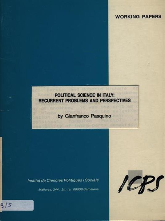 Political science in Italy: recurrent problemsand perspectives - Gianfranco Pasquino - copertina