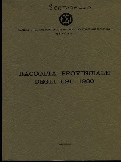 Raccolta provinciale degli usi. 1980 - copertina