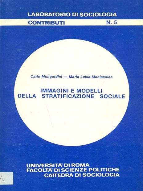 Immagini e modelli della stratificazione sociale - M. Luisa Maniscalco,Carlo Mongardini - copertina