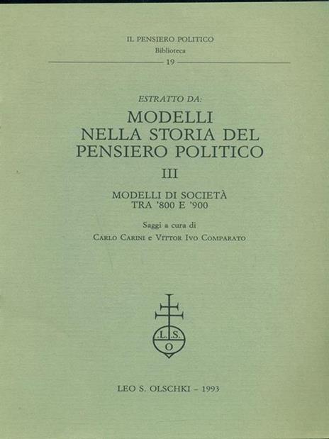 Estratto da: modelli nella storia del pensiero politico III - copertina