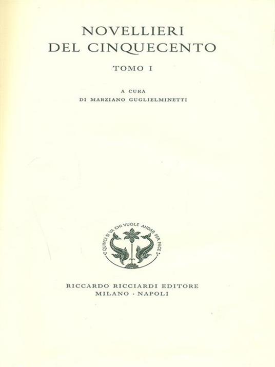 Novellieri del cinquecento I - Marziano Guglielminetti - copertina