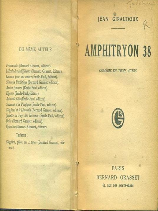 Amphitryon 38 - Jean Giradoux - copertina