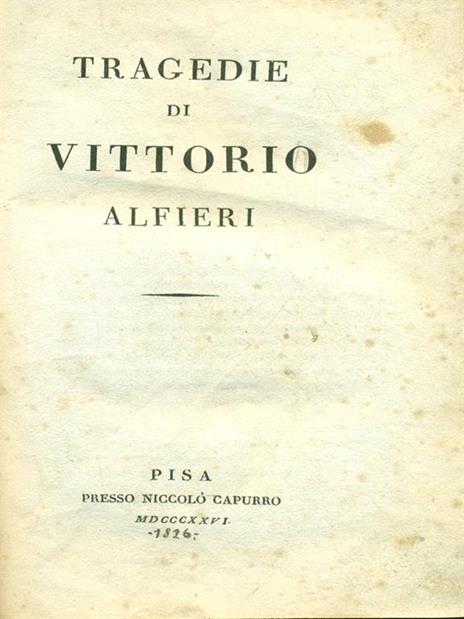 Tragedie - Vittorio Alfieri - copertina