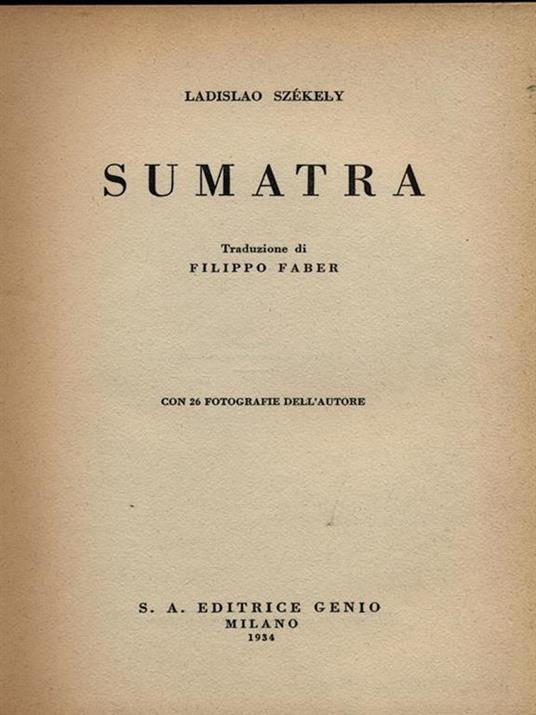 Sumatra - Laszlo Székely - copertina