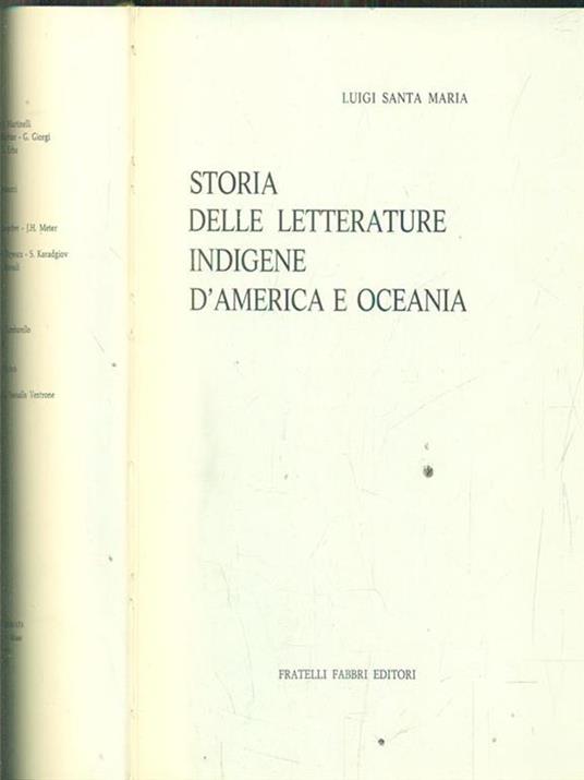 Storia delle letterature indigene d'america e oceania - Luigi Santa Maria - copertina