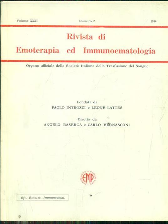 Rivista di emoterapia ed immunoematologia n 2/ 1984 - 3