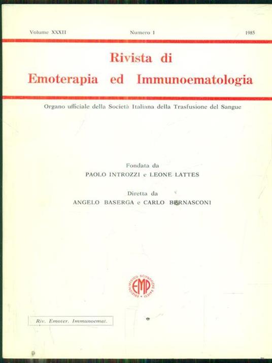 Rivista di emoterapia ed immunoematologia 1 / 1985 - 2