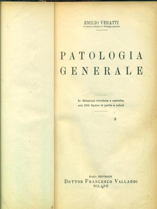 patologia generale - Emilio Veratti - copertina