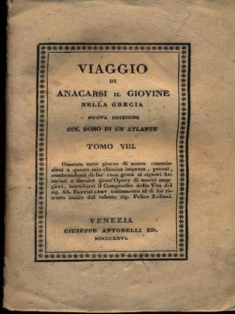 Viaggio di Anacarsi il giovane nella Grecia tomo VIII - copertina