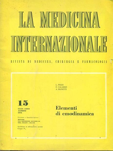 La medicina internazionale 15 / agosto 1972 - Elementi di emodinamica - copertina