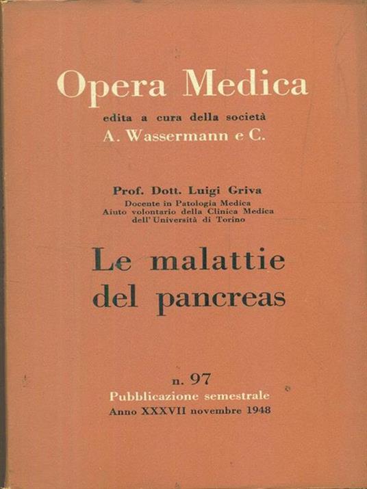 Opera medica 97 / le malattie del pancreas - Luigi Griva - copertina