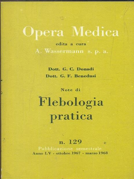 Opera medica 129 / note di flebologia pratica - Antonio Donadio - copertina