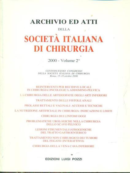 Archivio ed atti della società italiana di chirurgia 2000 vol 2 - copertina