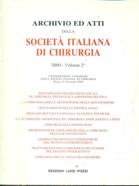 Archivio ed atti della società italiana di chirurgia 2000 vol 2 - copertina