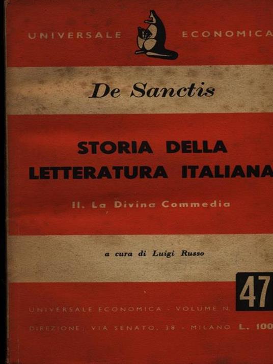 Storia della letteratura italiana La Divina Commedia - Francesco De Sanctis - copertina