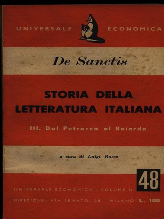 Storia della letteratura italiana dal Petrarca al Boiardo - Francesco De Sanctis - copertina