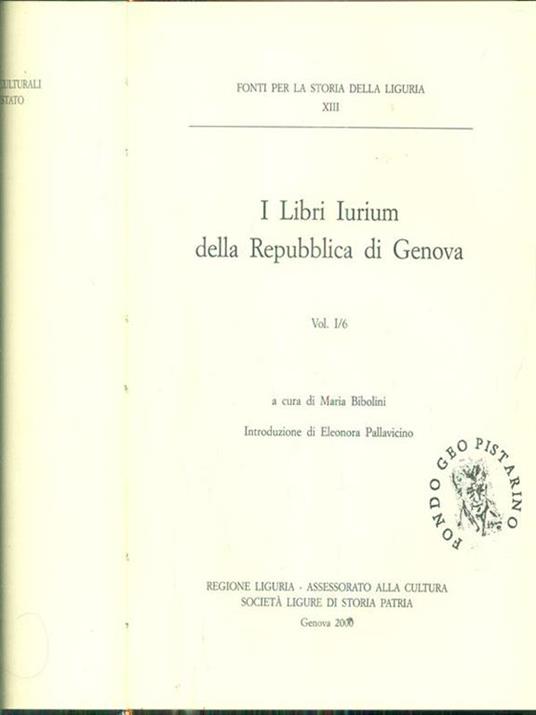 I libri Iurium della repubblica di genova vol I/6 - Maria Bibolini - copertina