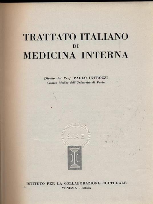 Trattato italiano di medicina interna vol. 2: Malattie del sistema nervoso - Paolo Introzzi - copertina
