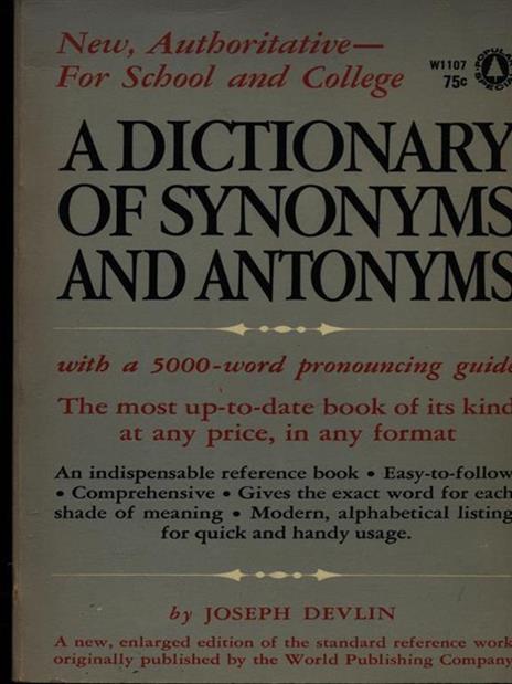 A dictionary of synonyms and antonyms - Joseph Devlin - copertina