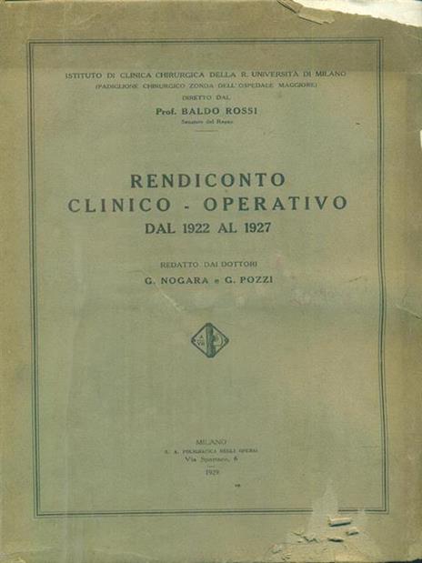 Rendiconto clinico operativo dal 1922 al 1927 - Luigina Rossi Bortolatto - copertina