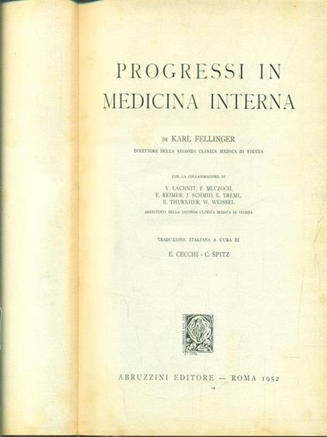 Progressi in medicina interna - Karl Fellinger - copertina