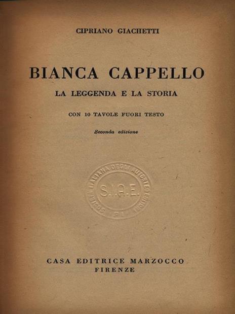 Bianca Cappello - Cipriano Giachetti - copertina