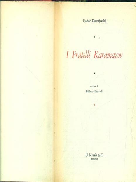 fratelli Karamazov - Fëdor Dostoevskij - copertina