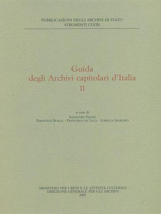 Guida degli archivi capitolari d'Italia II - copertina