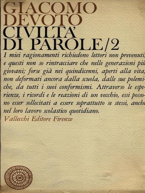 Civiltà di parole - Giacomo Devoto - copertina