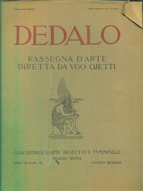 Dedalo anno III fasc III - Agosto MCMXXII - copertina