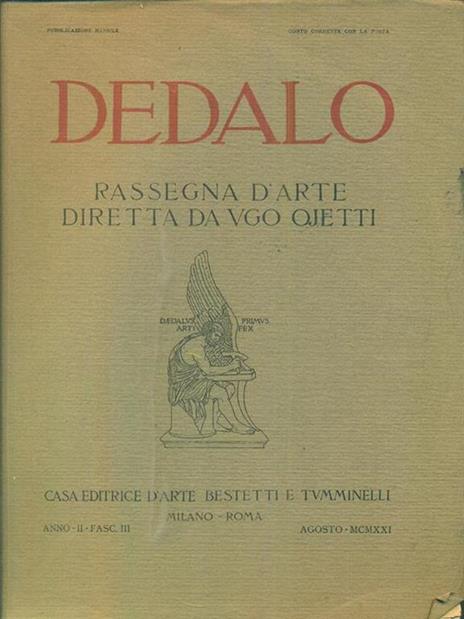 Dedalo anno II fasc III Agosto MCMXXI - copertina