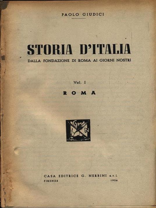 Storia d'Italia. Volume Primo - Paolo Giudici - copertina